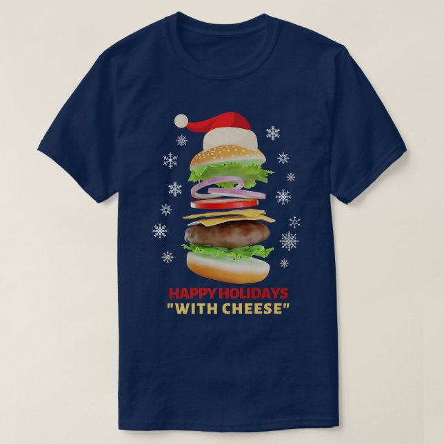 Camiseta Felizes Feriados com Burger Feliz de Natal (Frente do Design)