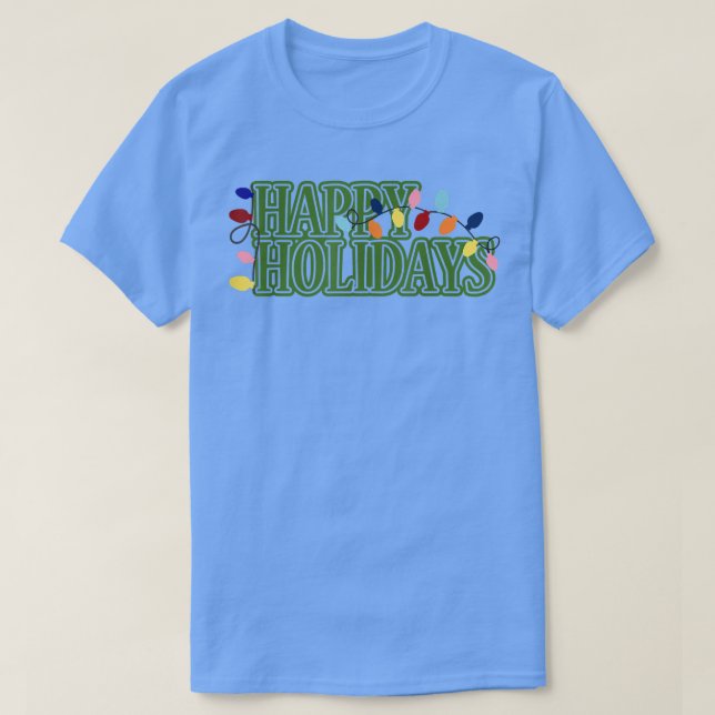 Camiseta Felizes Feriados, Luzes de Natal (Frente do Design)