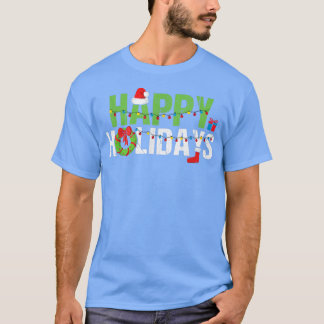 Camiseta Felizes Feriados Xmas Festivo Santa Claus Wreath G