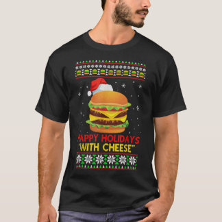Camiseta Felizes Férias com Cheeseburger de Natal Queijo
