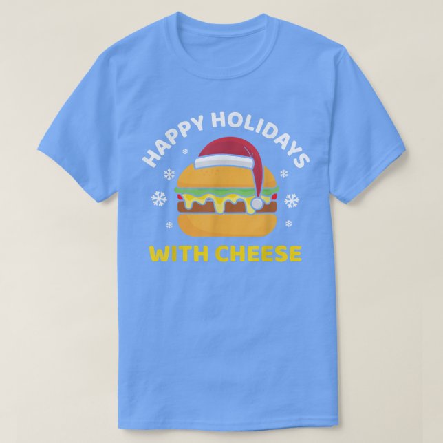 Camiseta Felizes Férias com Cheeseburger de Natal Queijo (Frente do Design)