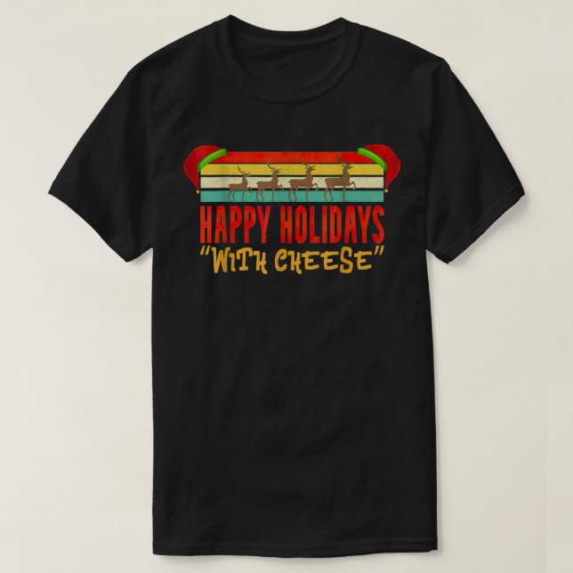 Camiseta Felizes Férias com Cheeseburger de Natal Queijo (Frente do Design)