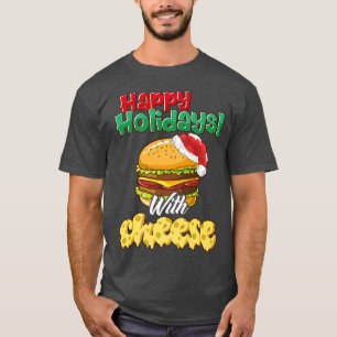 Camiseta Felizes Férias com Cheeseburger de Natal Queijo