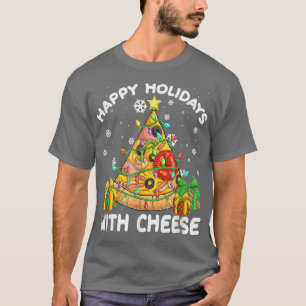 Camiseta Felizes Férias Com Queijo Engraçado Pizza Natal T