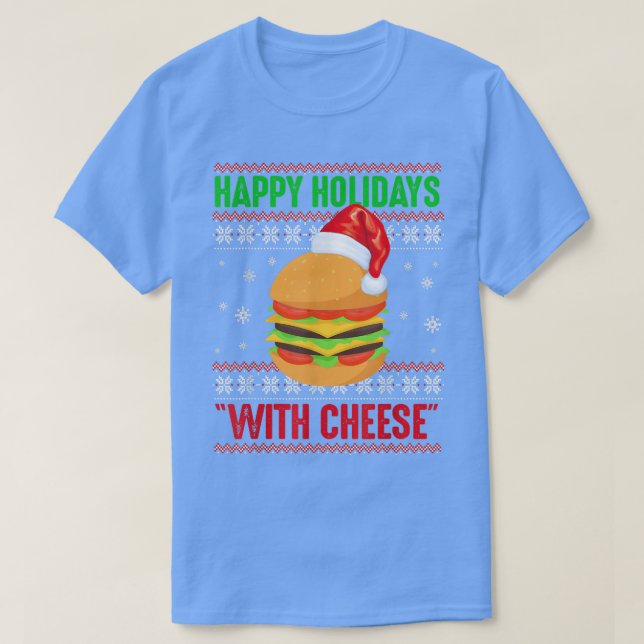 Camiseta Felizes Férias com Queijo Natal Burger F (Frente do Design)
