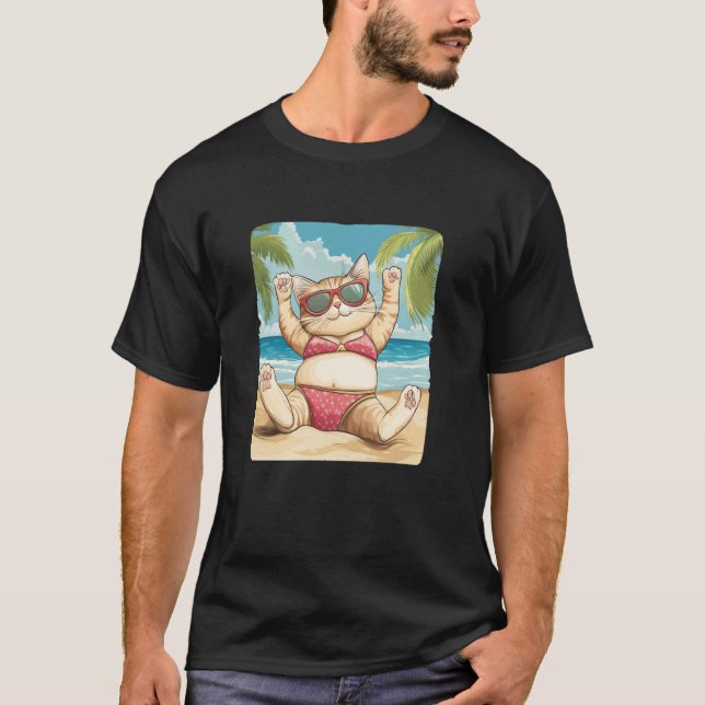 Camiseta Felizes Férias de Verão com este Biquíni de Fantas (Frente)