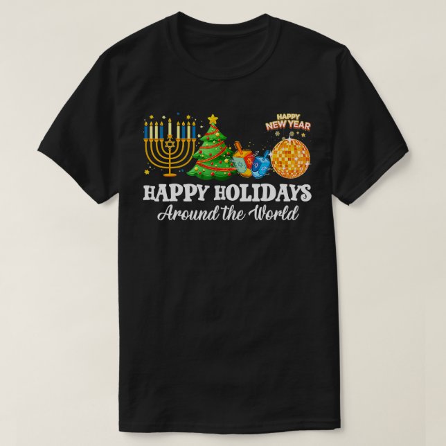Camiseta Felizes Férias Em Torno Da Família Natal Mundial M (Frente do Design)