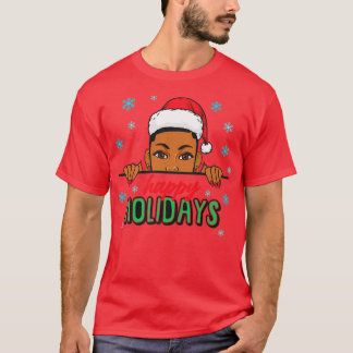 Camiseta Felizes Férias Natal Neve Melanina Mulheres Negras