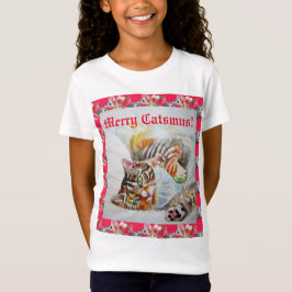Camiseta Felizes Gatos de Feliz de Gato Natal Gente Vermelh