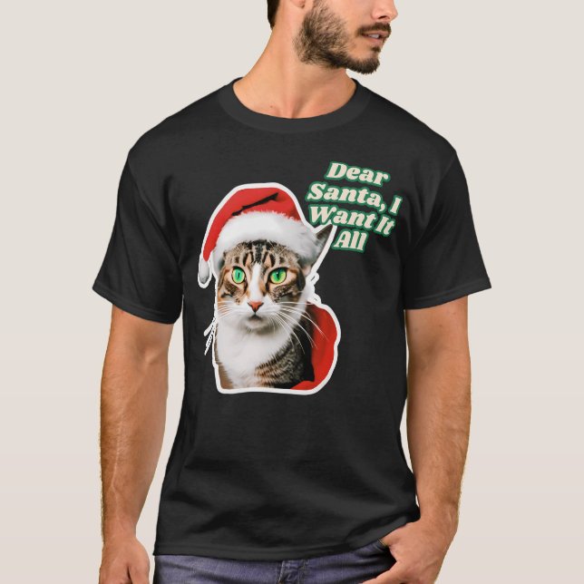 Camiseta Felizes Gatos De Natal Com Presentes - Holid Festi (Frente)