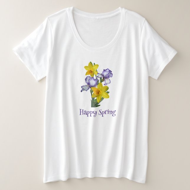 Camiseta Felizes Íris e Narcisos da Primavera  (Frente do Design)