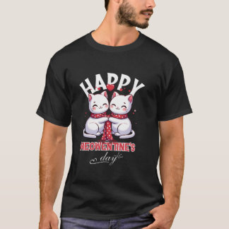Camiseta Felizes Meowentines Day Engraçados Casais de Gato 