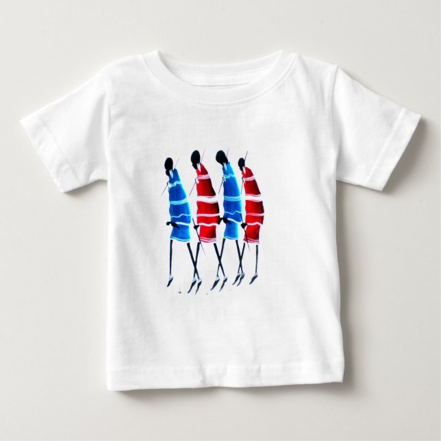 Camiseta Felizes Pessoas Maasai Guerreiros Andando Impressã (Frente)