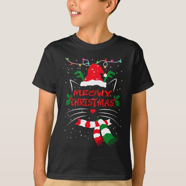 Camiseta FELIZES, presentes de Natal para gatos bonitos, ga (Frente)