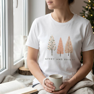 Camiseta Felizes Terrenas e Boho Brilhante Árvores de Natal