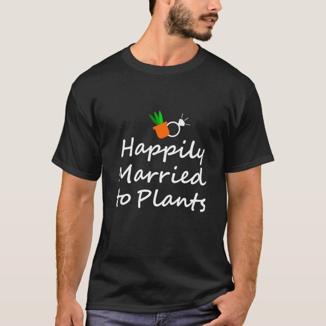 Camiseta Felizmente casado com plantas (Frente)