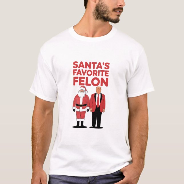 Camiseta Felon Favorito dos papais noeis Trump Christmas Re (Frente)