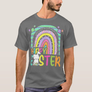 Camiseta Felz pascoa Arco-Íris Coelho Coelho Coelho Caça-Ov