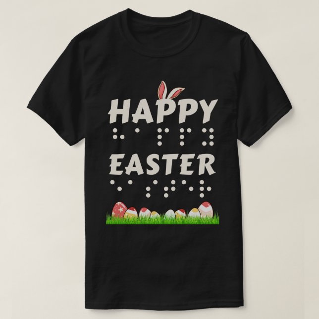 Camiseta Felz pascoa Braille Cega Visualmente Imparada (Frente do Design)