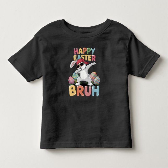 Camiseta Felz pascoa Bruh Bro Funny Dabbing Coelho (Frente)