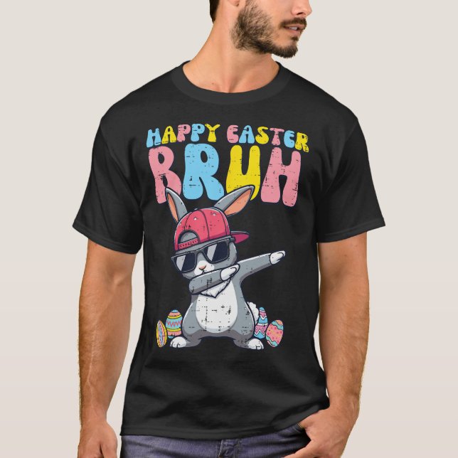 Camiseta Felz pascoa Bruh Bunny Dab Rabbit Boys Crianças (Frente)