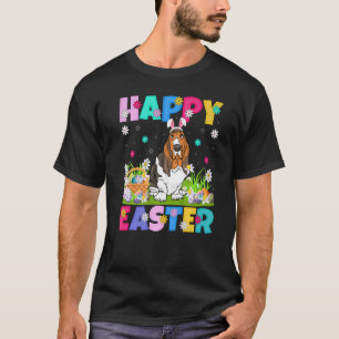 Camiseta Felz pascoa Bunny Basset Hound Dog Páscoa domingo