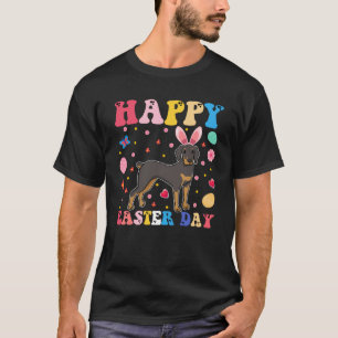 Camiseta Felz pascoa Bunny Doberman Páscoa Day Groovy
