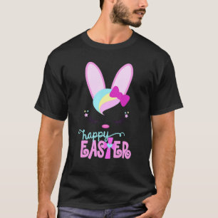 Camiseta Felz pascoa Bunny Dormindo Face Cristãs Raparigas 