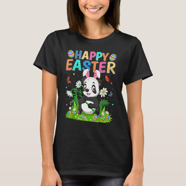 Camiseta Felz pascoa Bunny Egg Funny Panda Páscoa Domingo (Frente)