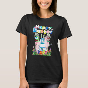 Camiseta Felz pascoa Bunny Llama Easter Egg Outfit Girls T