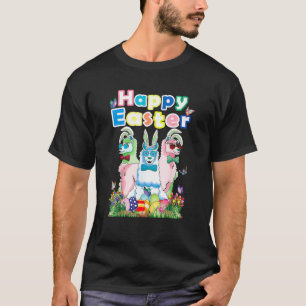 Camiseta Felz pascoa Bunny Llama Easter Egg Outfit Girls T