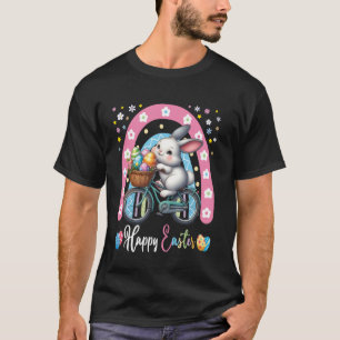 Camiseta Felz pascoa Bunny Riding Bicycle Boys Meninas Cria