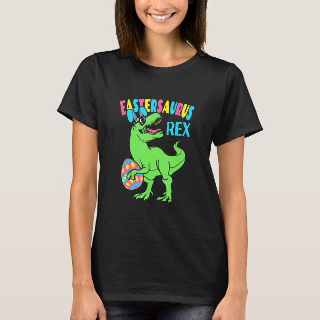 Camiseta Felz pascoa Bunny Saurus Rex Egg Hunt Funny Bunny (Frente)