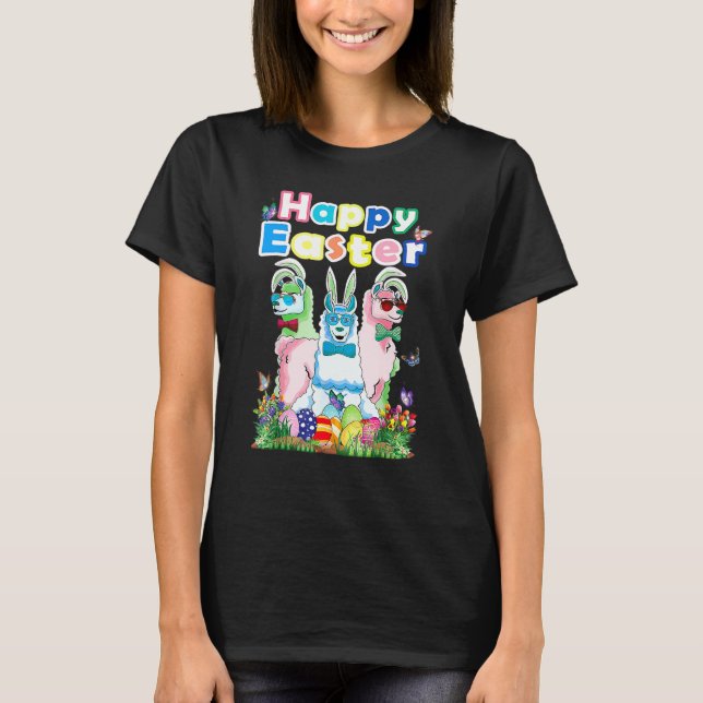 Camiseta Felz pascoa Bunny Womens Llama Easter Ofit (Frente)