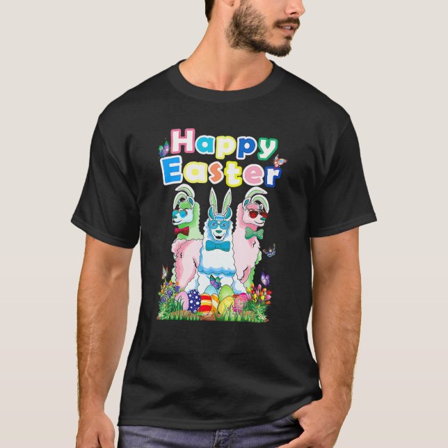 Camiseta Felz pascoa Bunny Womens Llama Easter Ofit (Frente)