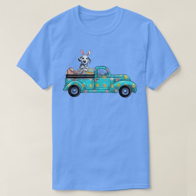 Camiseta Felz pascoa Cachorro Cachorro Cachorro Dalmaciano  (Frente do Design)