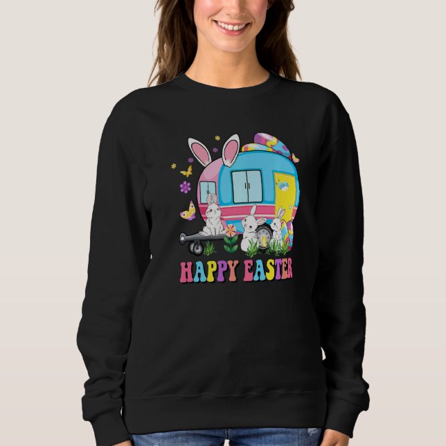Camiseta Felz pascoa Coelhinho Acampando na Páscoa Bunny Ca (Frente)