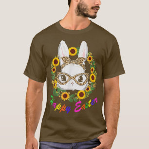 Camiseta Felz pascoa Coelhinho Bonito Vestindo Arco Leopard