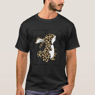 Camiseta Felz pascoa Coelho Coelho Leopardo Impressão Anima
