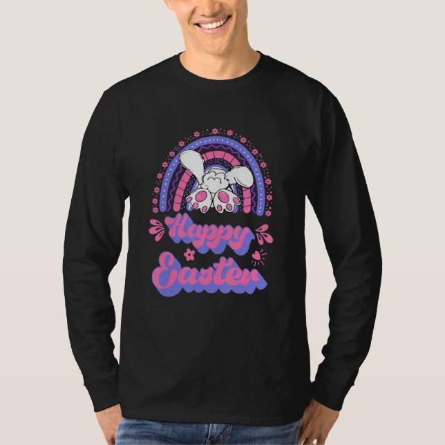 Camiseta Felz pascoa Coelho Coelho Ovos Arco-Íris 1 (Frente)