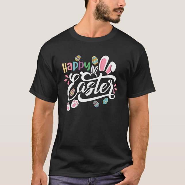 Camiseta Felz pascoa Coelho Coelho Rosto Páscoa Dia Mulhere (Frente)