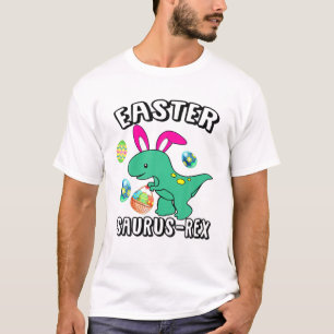 Camiseta felz pascoa Coelho Dinossauro Rex Engraçado Prese
