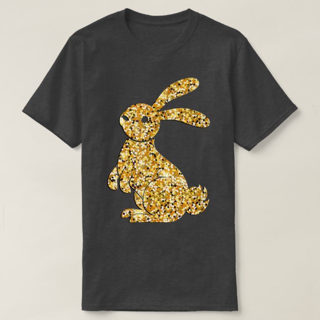 Camiseta Felz pascoa, coelho Ouro (Frente do Design)