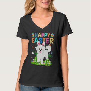 Camiseta Felz pascoa Coelho Ovo Bichon Frise Cão Páscoa Su