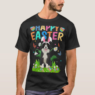 Camiseta Felz pascoa Coelho Ovo Borda Engraçada Collie Cão