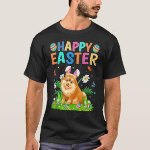 Camiseta Felz pascoa Coelho Ovo Engraçado Páscoa de Cão Pom