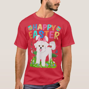 Camiseta Felz pascoa Coelho Ovo Funny Bichon Frise Cão Lest
