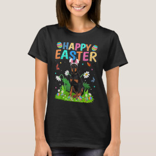 Camiseta Felz pascoa Coelho Ovo Funny Doberman Páscoa S
