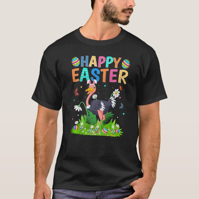 Camiseta Felz pascoa Coelho Ovo Funny Ostrich Páscoa S (Frente)