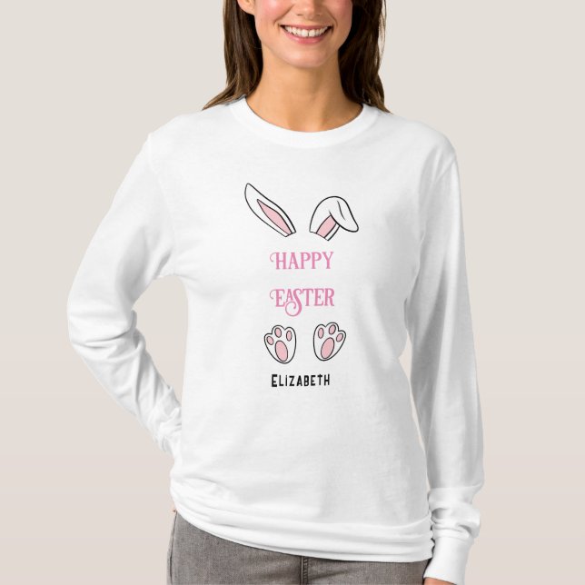 Camiseta Felz pascoa Cor-de-rosa - Orelhas (Frente)